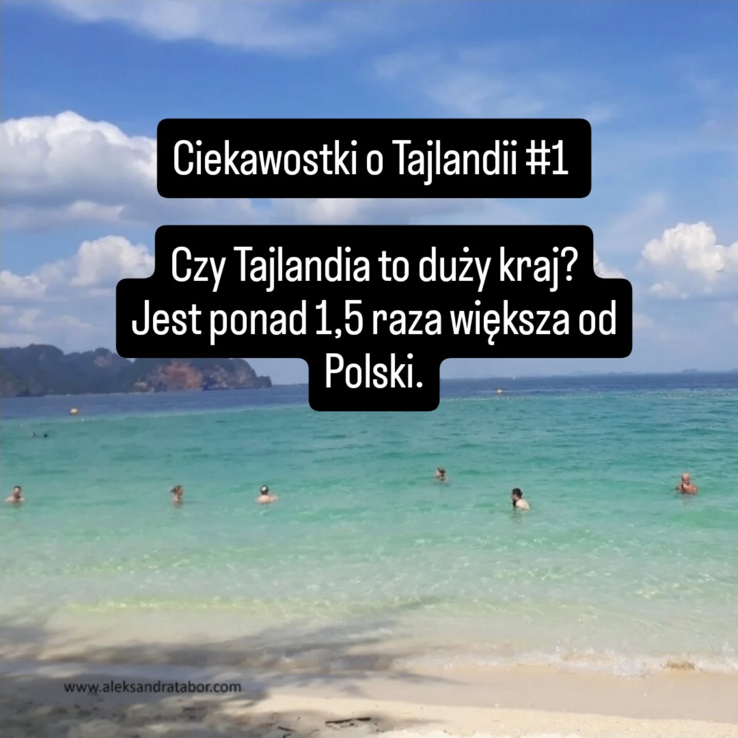 Uwzględniając wyspy na Morzu Andamańskim i w Zatoce Tajlandzkiej, Tajlandia liczy ponad 513 tys. km2. Polska ponad 312 km2.

#tajlandia #azja #bangkok #phuket #krabi